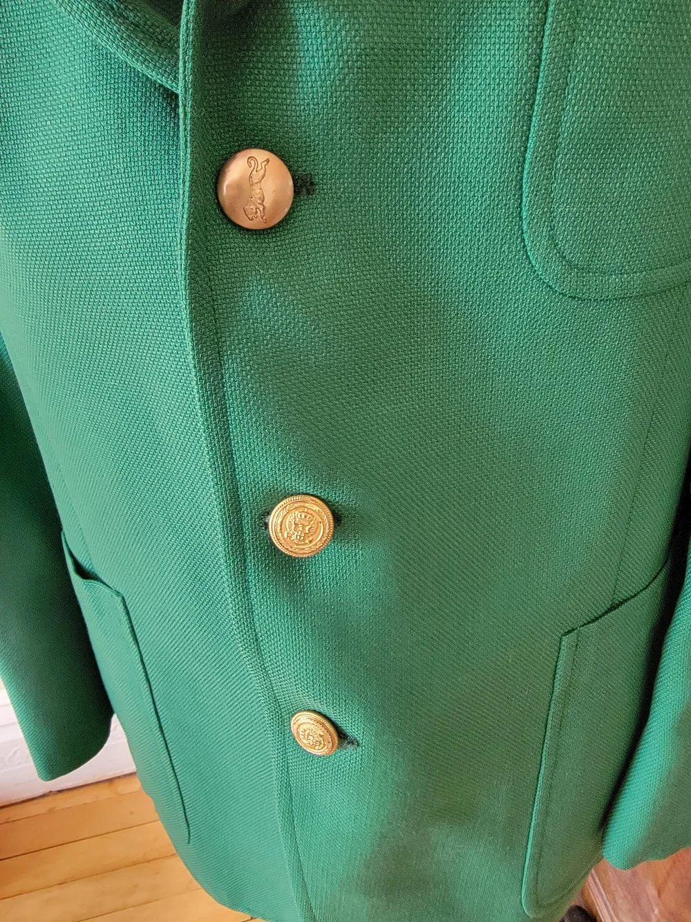 Vintage Men's 1960s Izod Lacoste Green Blazer Jacket Deadstock 44 Chest